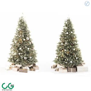 Modern Christmas tree gift box ornament 3d model